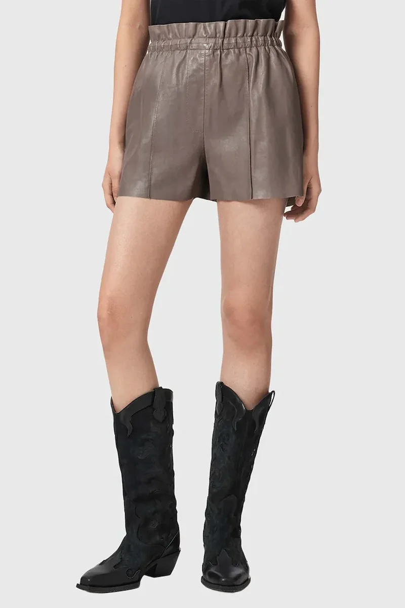 AllSaints pantaloni scurți pentru femei, din piele FRAN