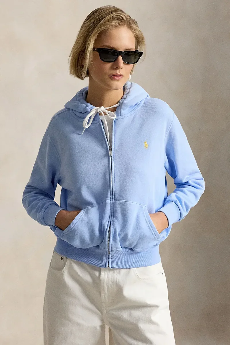Polo Ralph Lauren hanorac cu fermoar și glugă pentru femei, din bumbac ISLAND FLC-KNT-SWEATSHIRT
