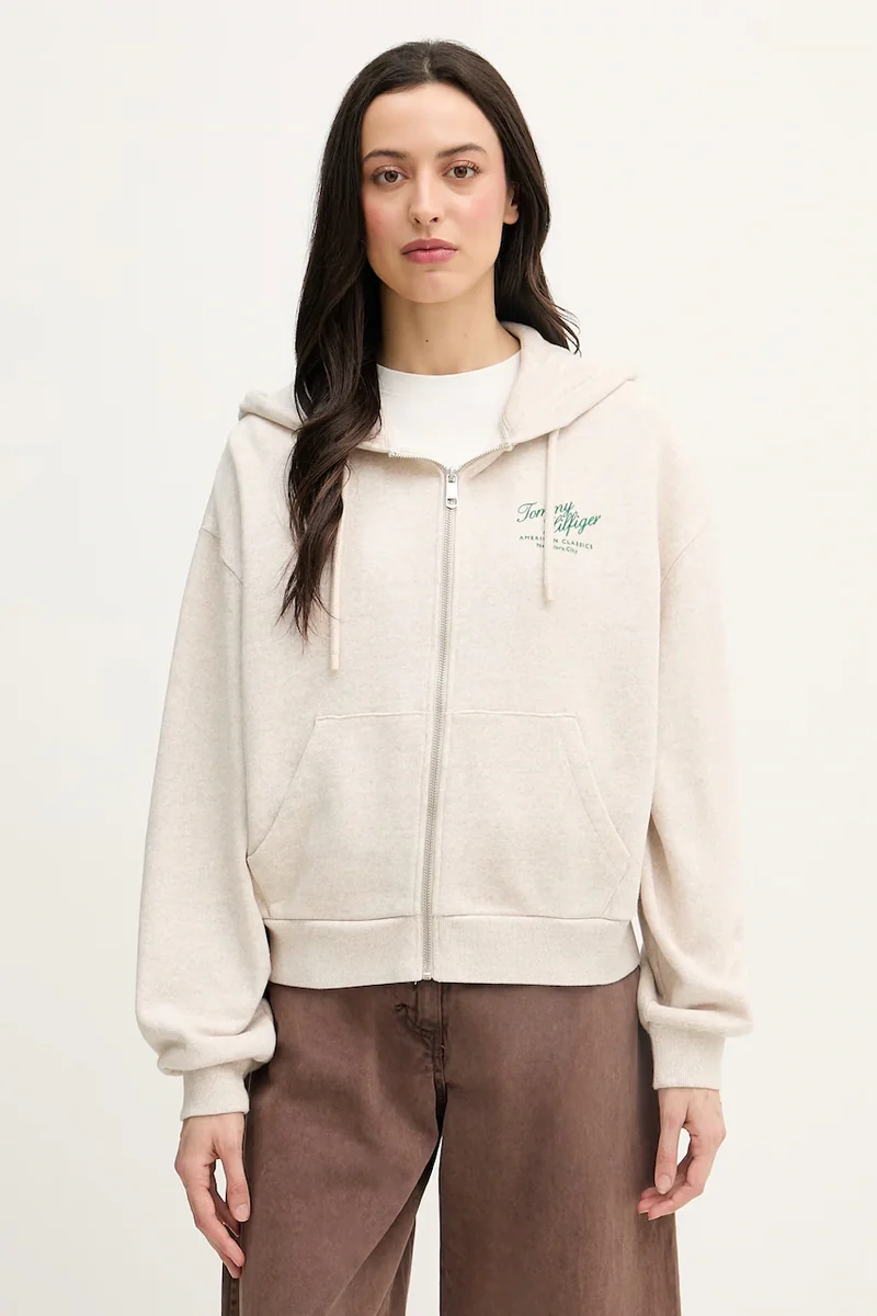 Tommy Hilfiger hanorac cu fermoar pentru femei, din bumbac
