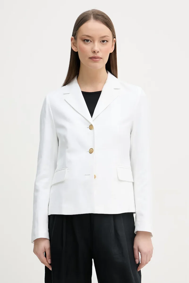 Tommy Hilfiger sacou cu un singur rând de nasturi pentru femei, cu amestec de in