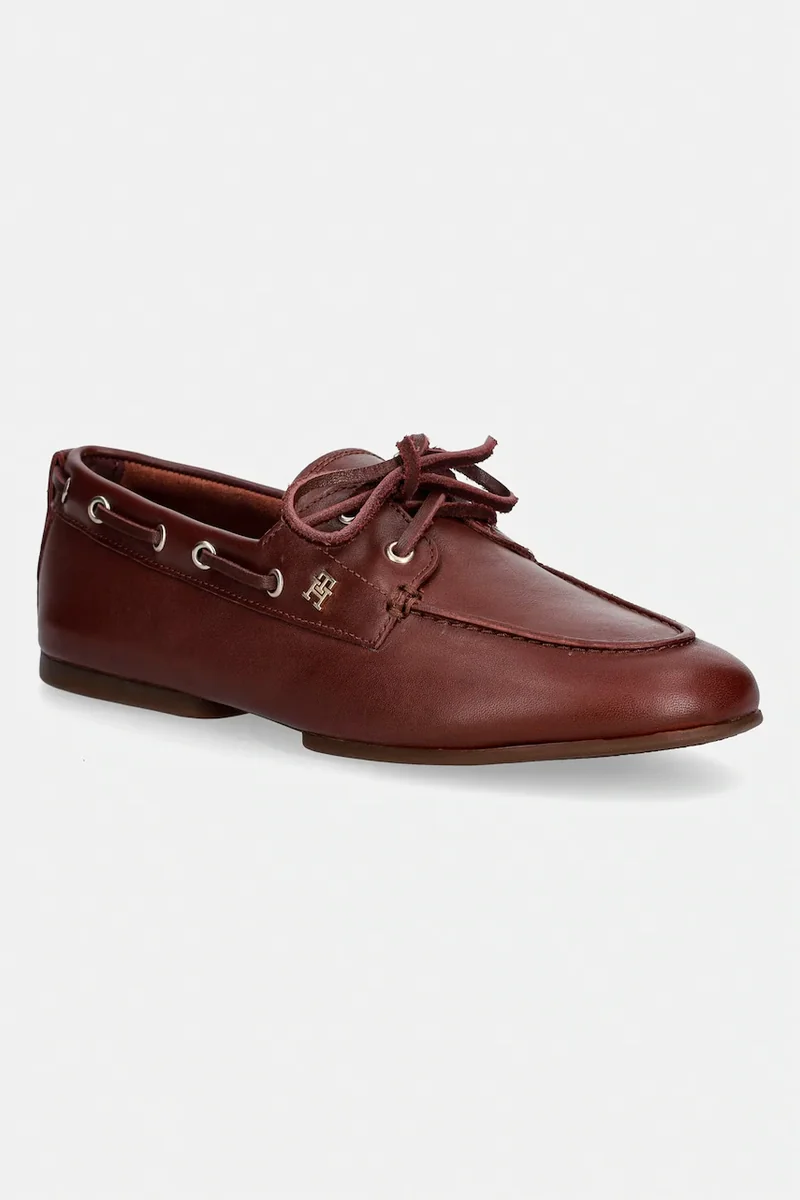 Tommy Hilfiger mocasini pentru femei, din piele TH SLEEK LEATHER BOAT SHOE