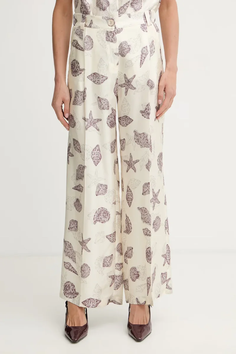 Marella pantaloni palazzo pentru femei, din mătase OPOSSUM