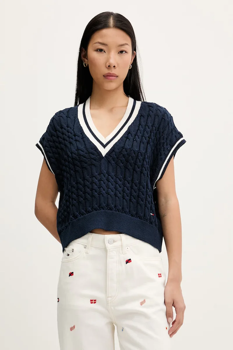Tommy Jeans vestă pentru femei, din bumbac