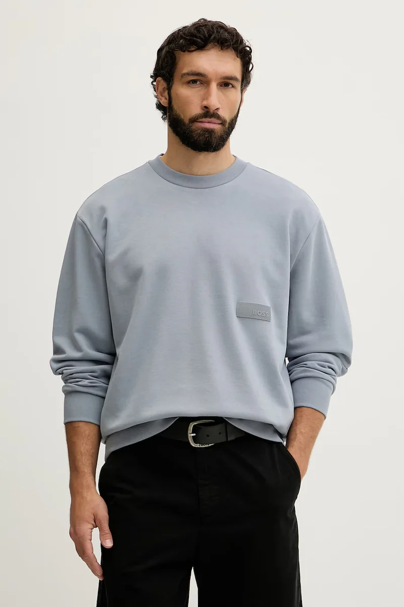 BOSS Green hanorac pentru bărbați, cu bumbac SW_Crewneck