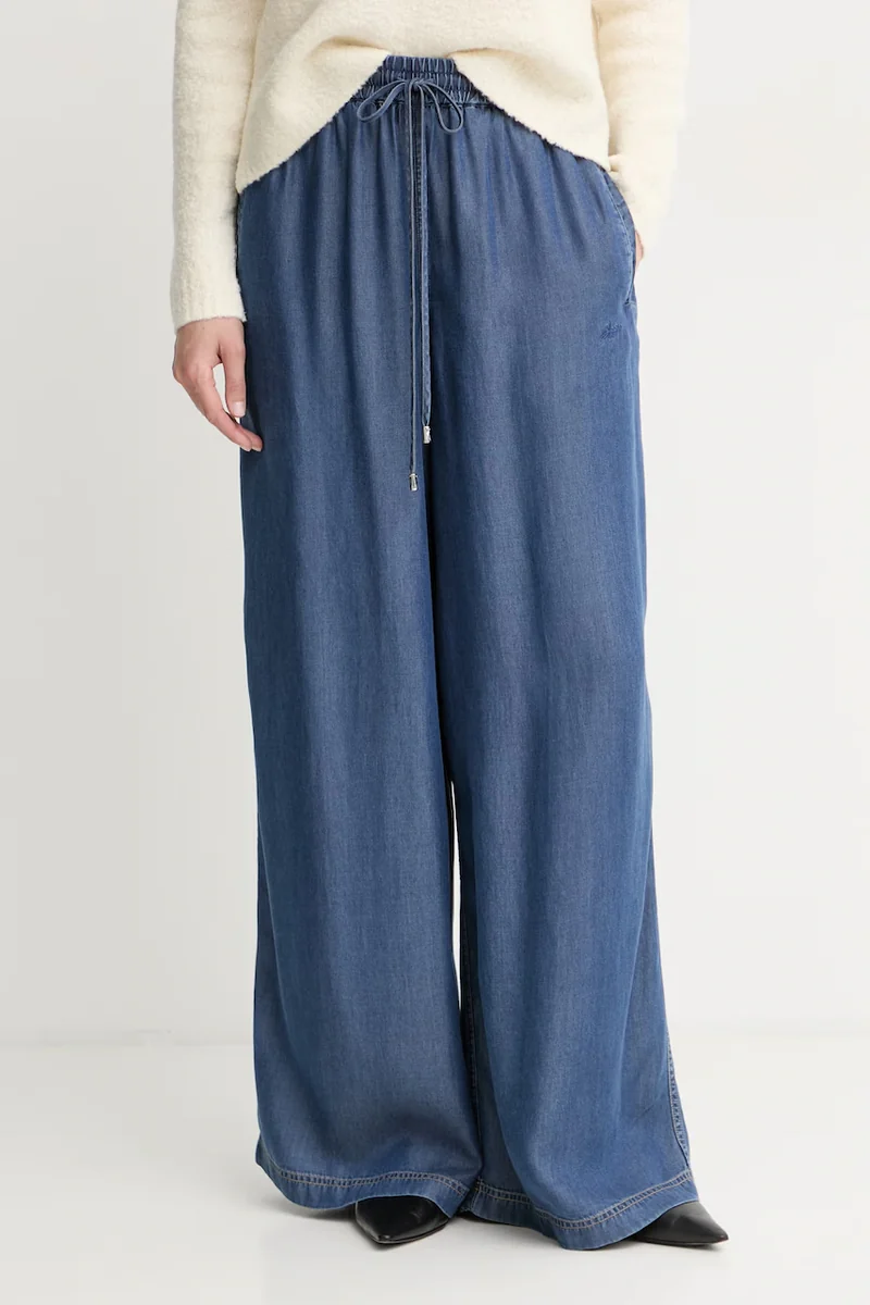 BOSS Orange pantaloni wide leg pentru femei din lyocell C_Tanella