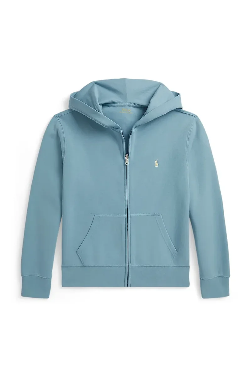 Polo Ralph Lauren hanorac cu fermoar și glugă pentru copii cu bumbac