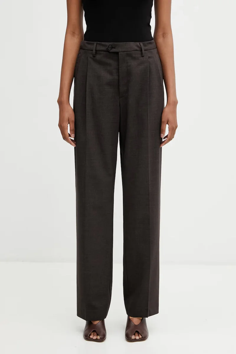 MM6 Maison Margiela pantaloni straight pentru femei, cu lână