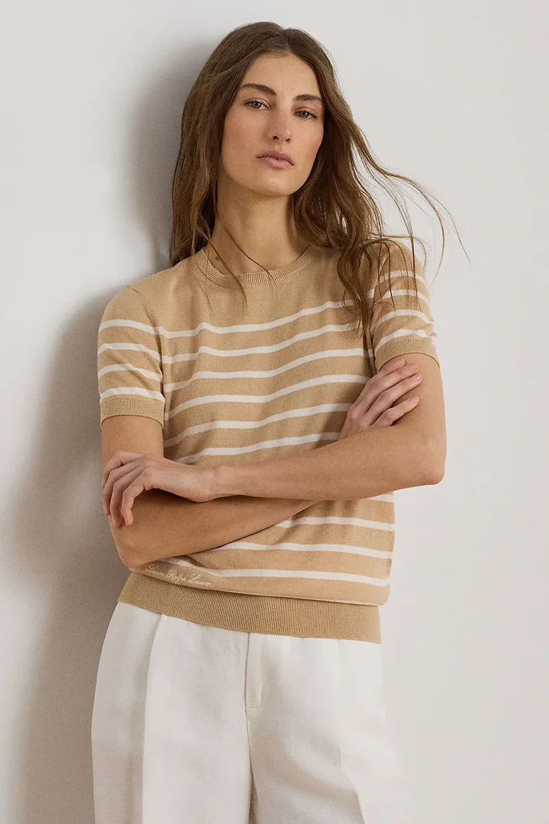 Lauren Ralph Lauren pulover cu mânecă scurtă pentru femei, cu modal