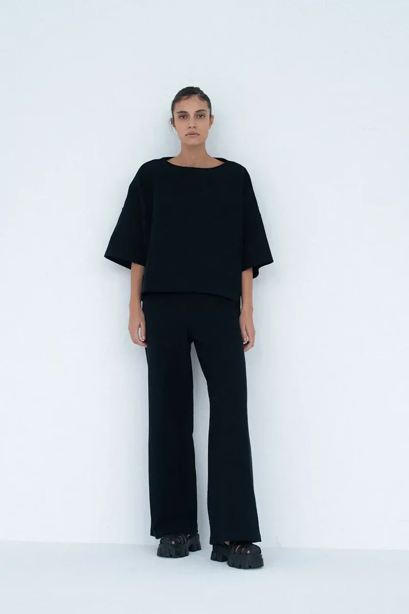 Muuv. pantaloni wide leg pentru femei, din bumbac MOAI