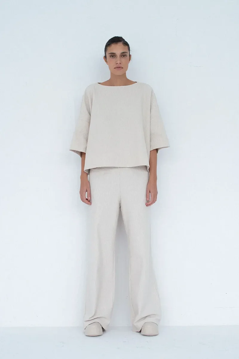 Muuv. pantaloni wide leg pentru femei, din bumbac MOAI