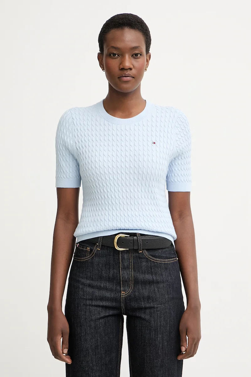 Tommy Hilfiger pulover cu mânecă scurtă pentru femei, din bumbac