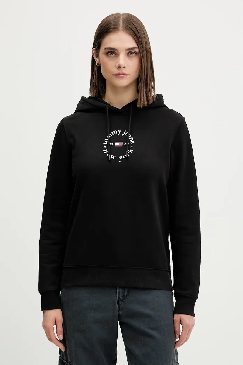 Tommy Jeans hanorac cu glugă pentru femei, cu bumbac