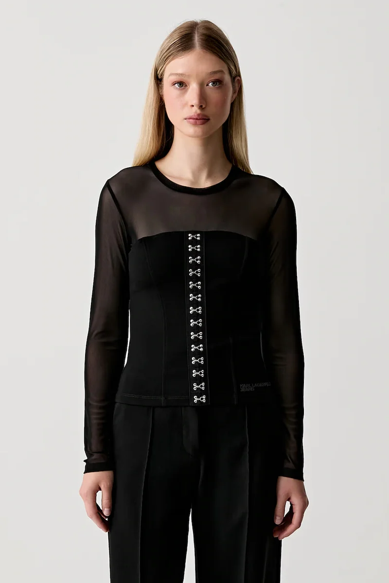 Karl Lagerfeld Jeans bluză cu corset pentru femei cu vâscoză