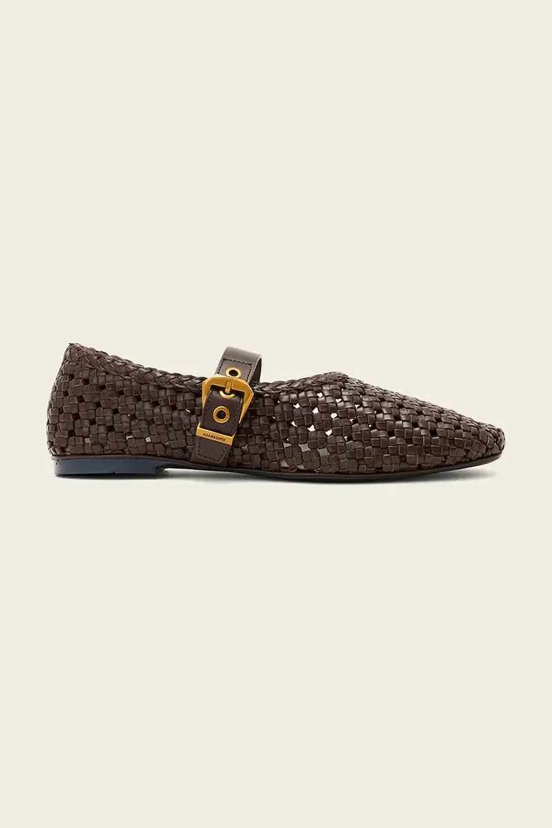 AllSaints balerini din piele Sabine Woven Flat
