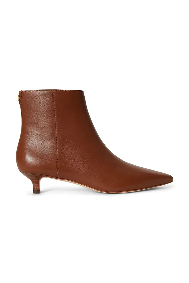 Lauren Ralph Lauren botine cu toc cui pentru femei din piele Frncsa Bt Hl
