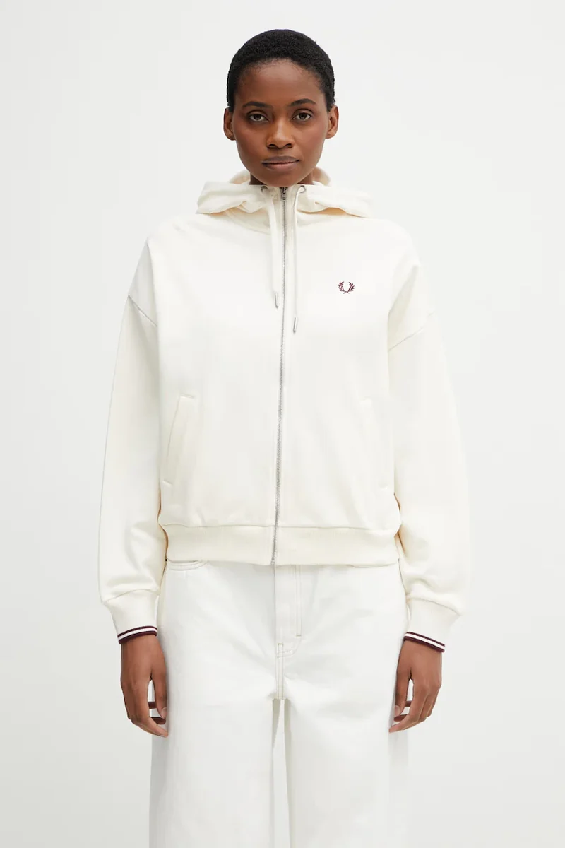 Fred Perry hanorac cu fermoar pentru femei, din bumbac