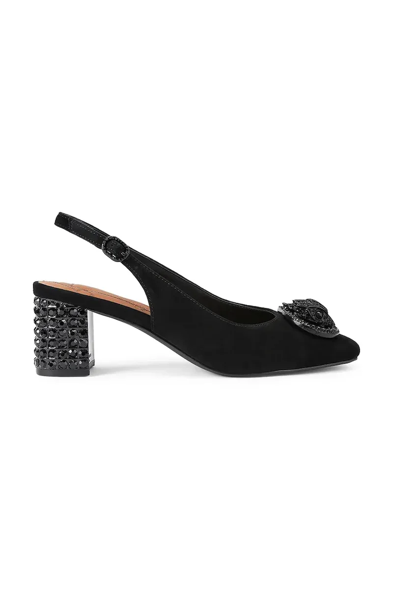 Kurt Geiger London tocuri cu călcâiul deschis din piele întoarsă Chelsea Block Sling Dr Black