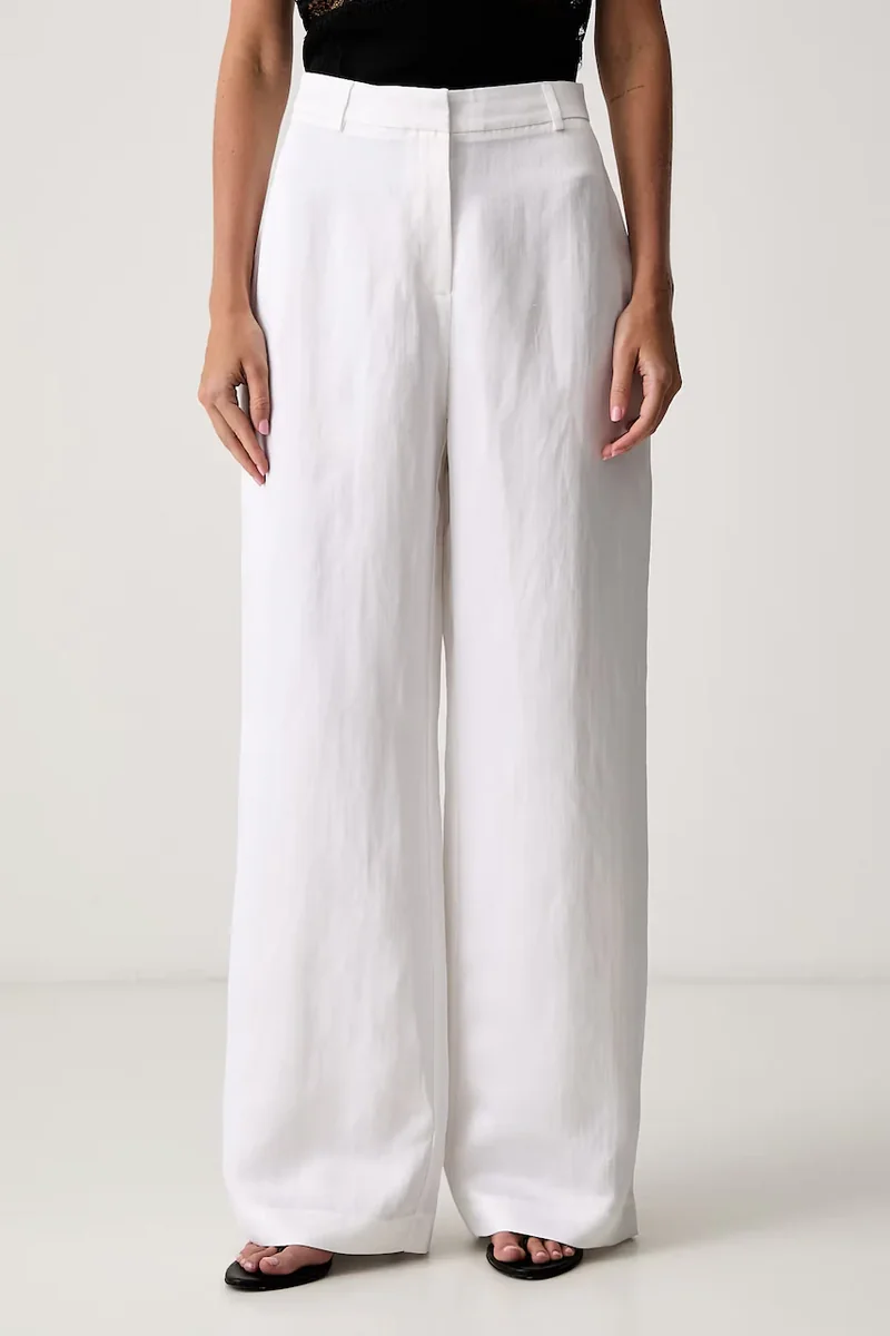 Le Privé pantaloni regular pentru femei cu in FRANCOISE TROUSERS BLANC