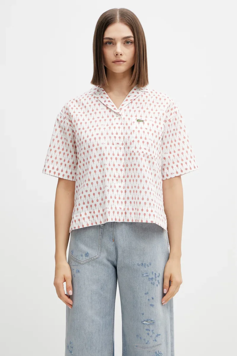 Lacoste cămașă pentru femei, cu amestec de in