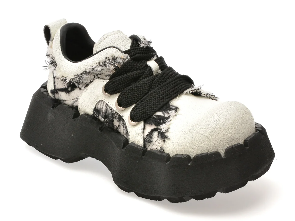 Pantofi sport GRYXX alb-negru, 6891, din material textil si piele naturala