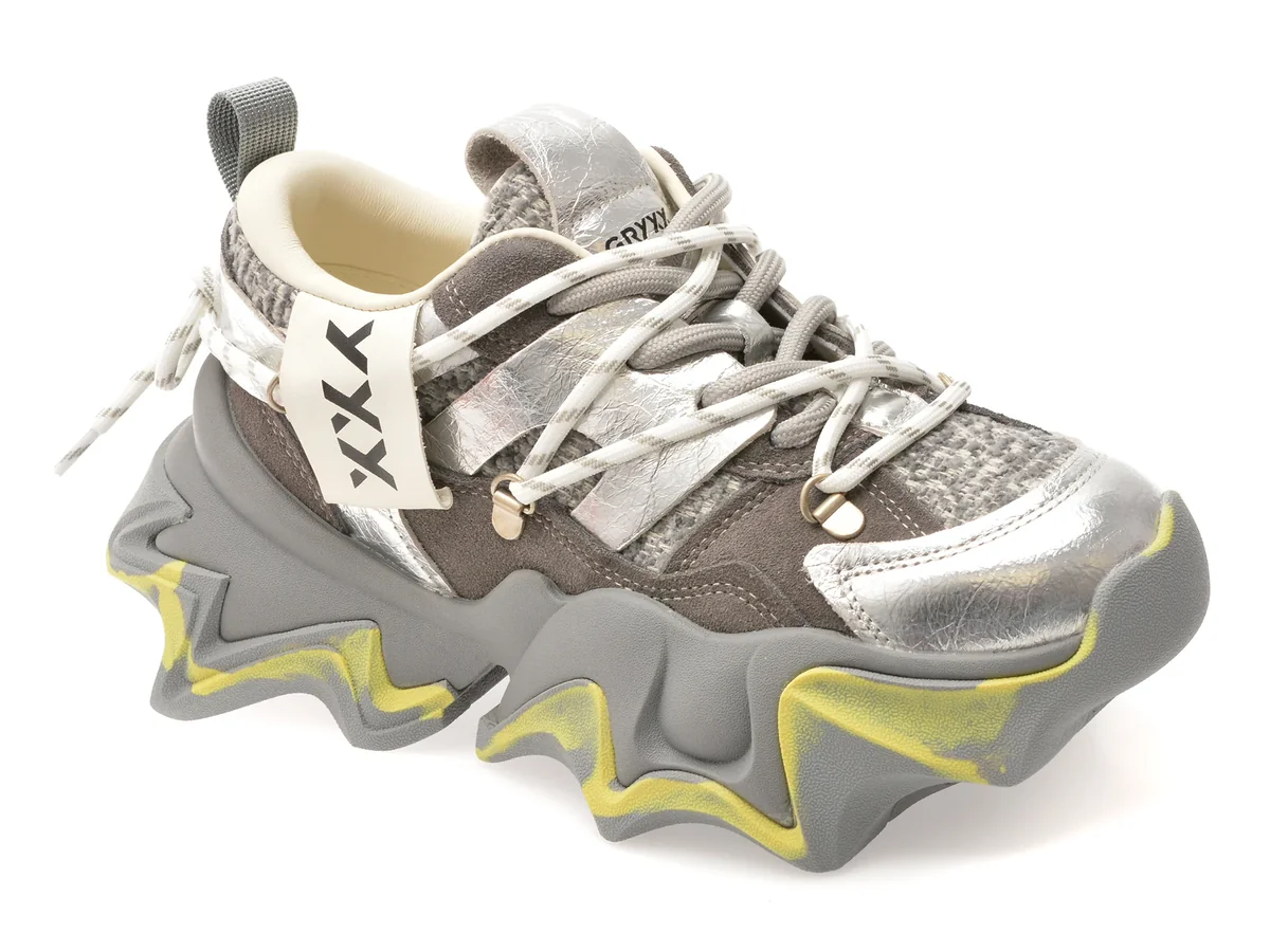 Pantofi sport GRYXX gri, 1008612, din material textil si piele naturala
