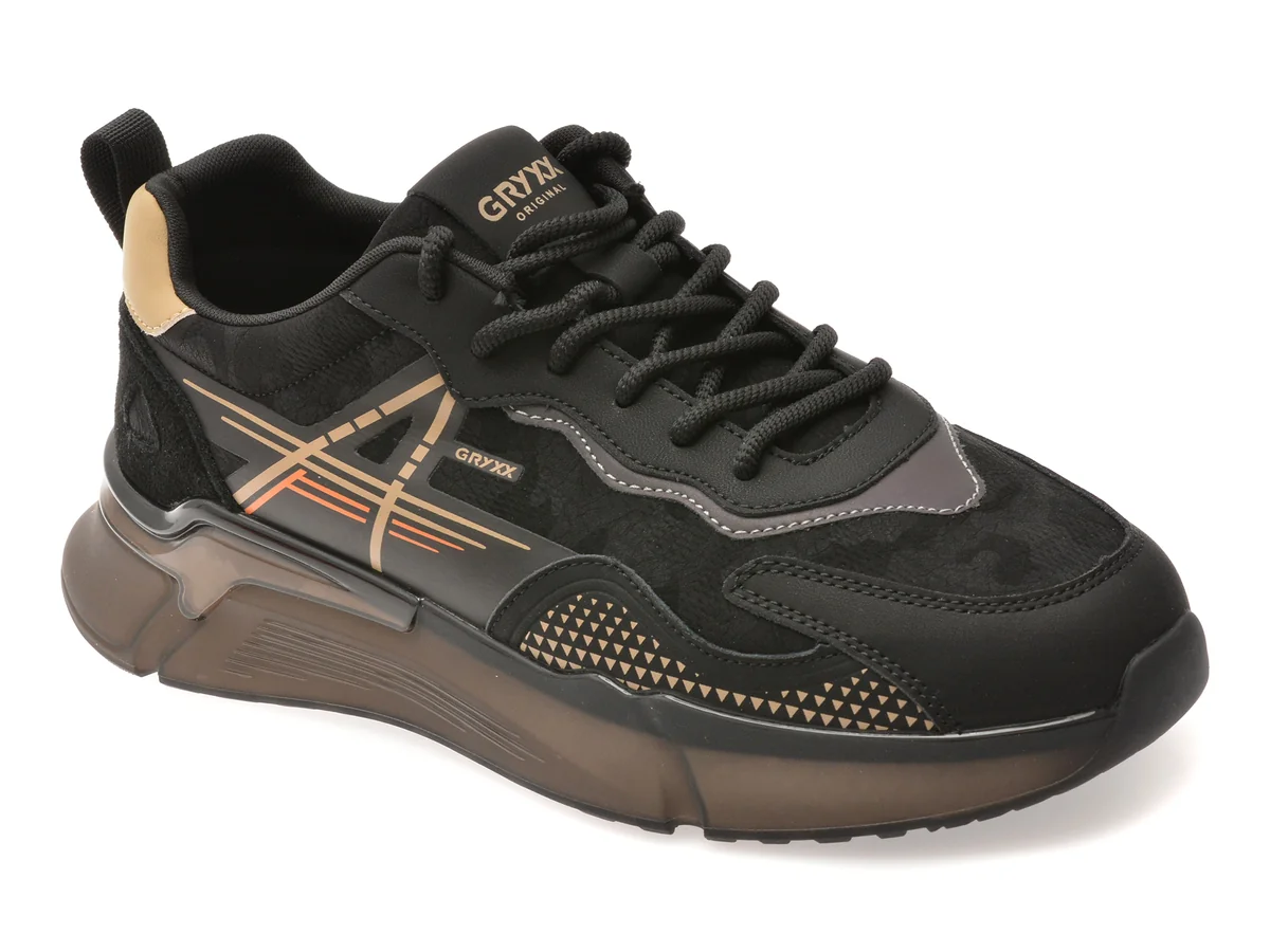 Pantofi sport GRYXX negri, 5568, din piele ecologica