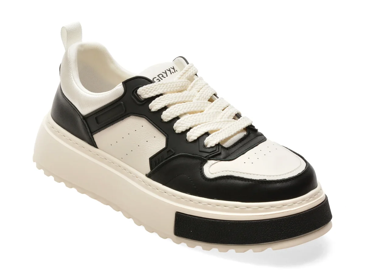 Pantofi sport GRYXX alb-negru, 59938, din piele naturala