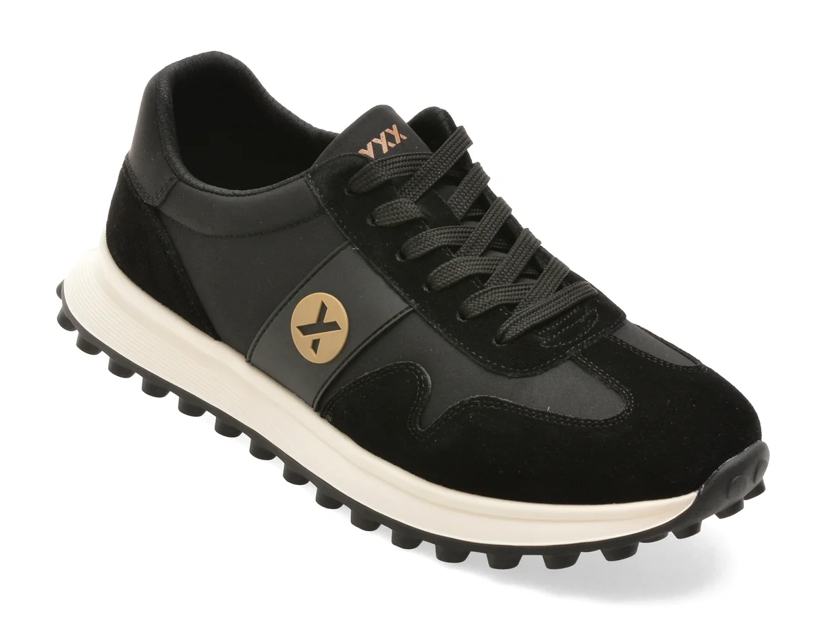 Pantofi sport GRYXX negri, 58373, din material textil si piele naturala