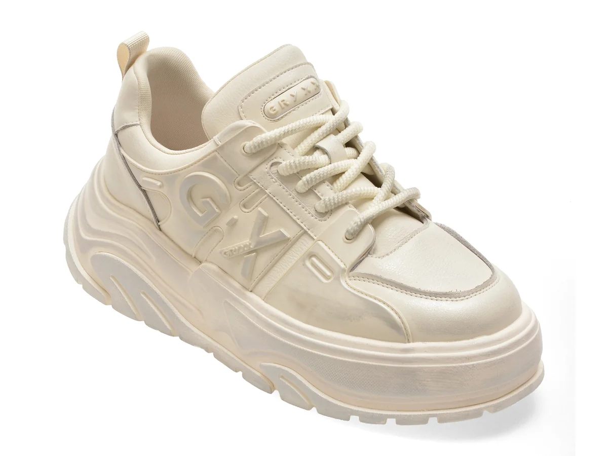 Pantofi sport GRYXX albi, 11028, din piele naturala
