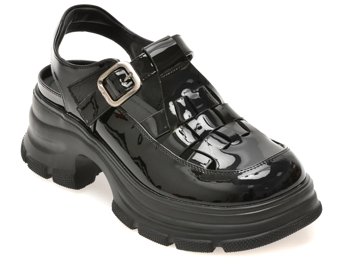 Pantofi GRYXX negri, 26339, din piele ecologica lacuita