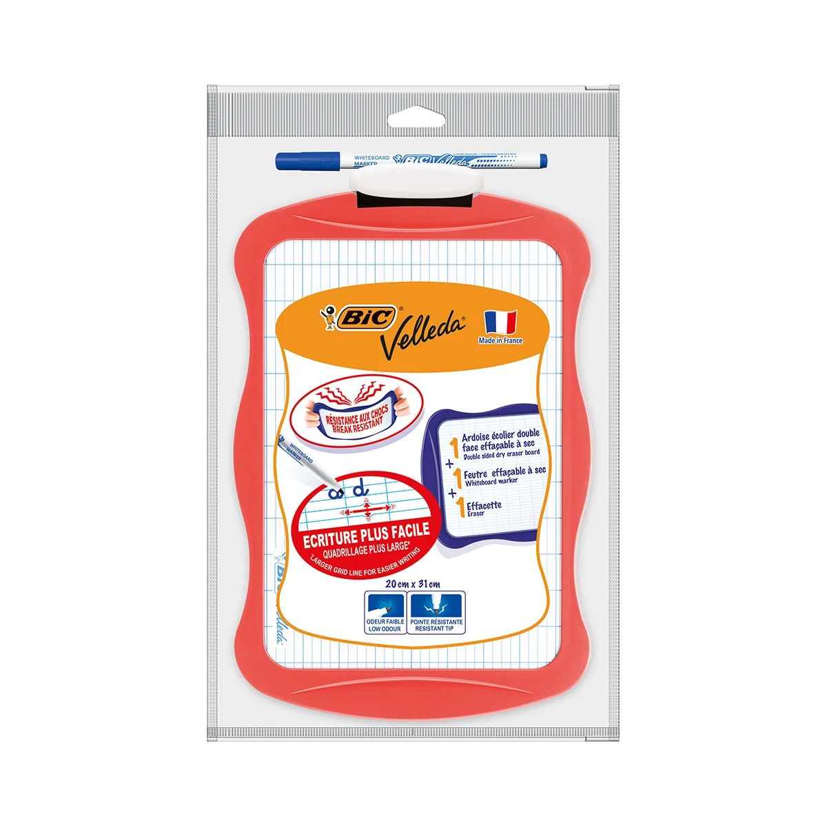 Tabla de scris Velleda Bic, 20 x 31 cm, Rosu