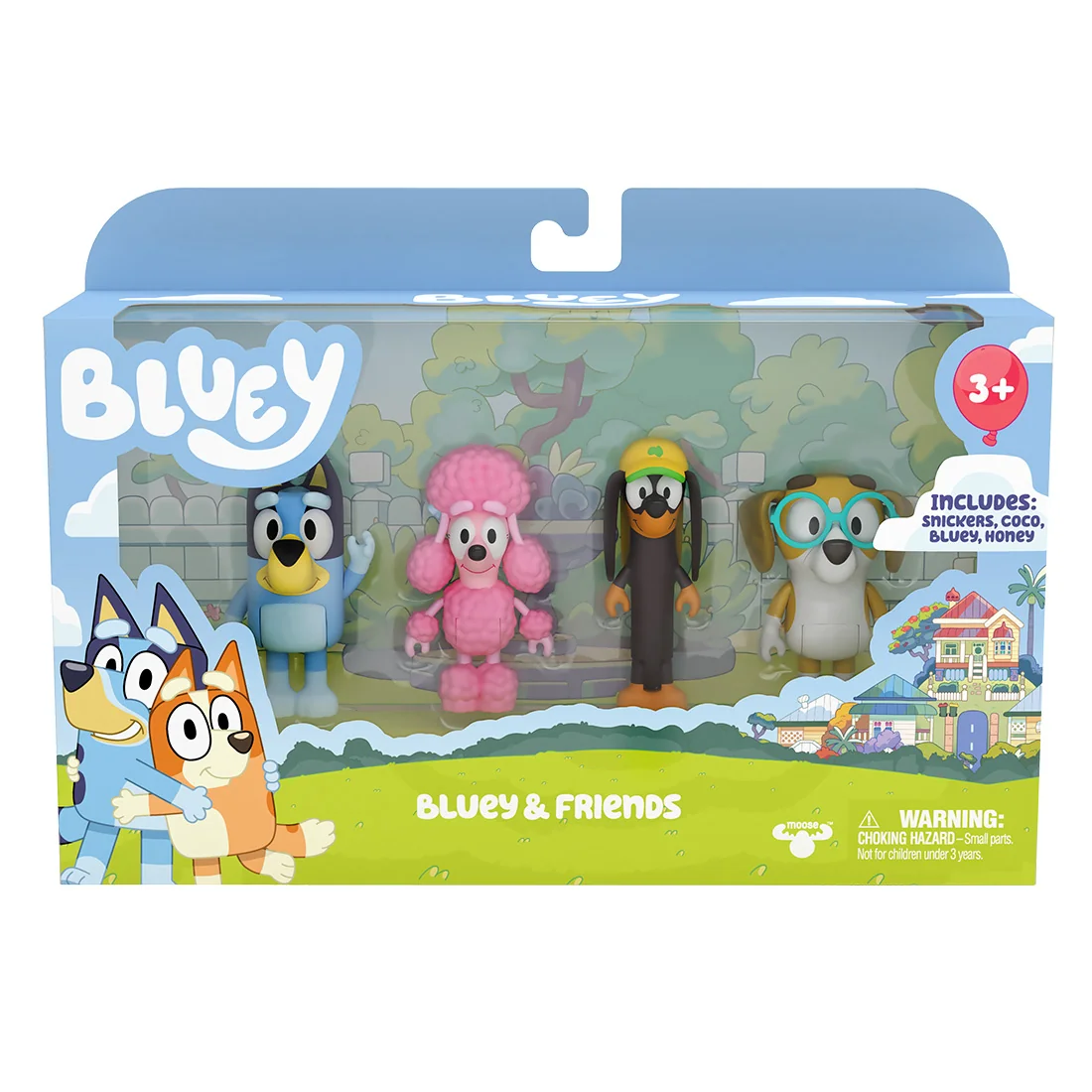 Set 4 figurine, Bluey, Snickers, Honey si Coco