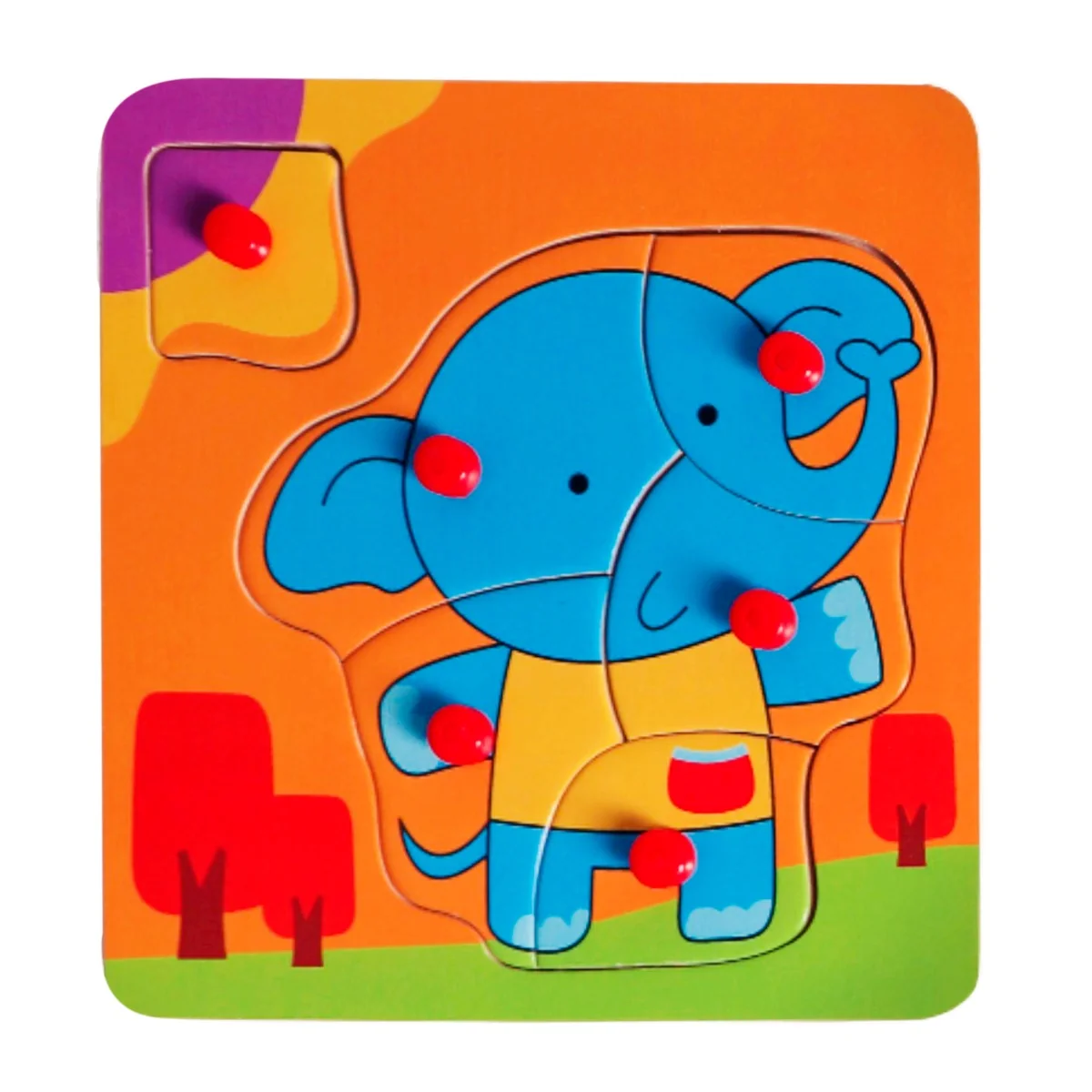 Mini puzzle din lemn, Animalute, 5, 6 piese