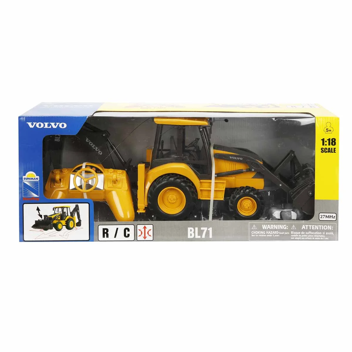 Buldoexcavator cu telecomanda, New Ray, Volvo BL71, 1:18