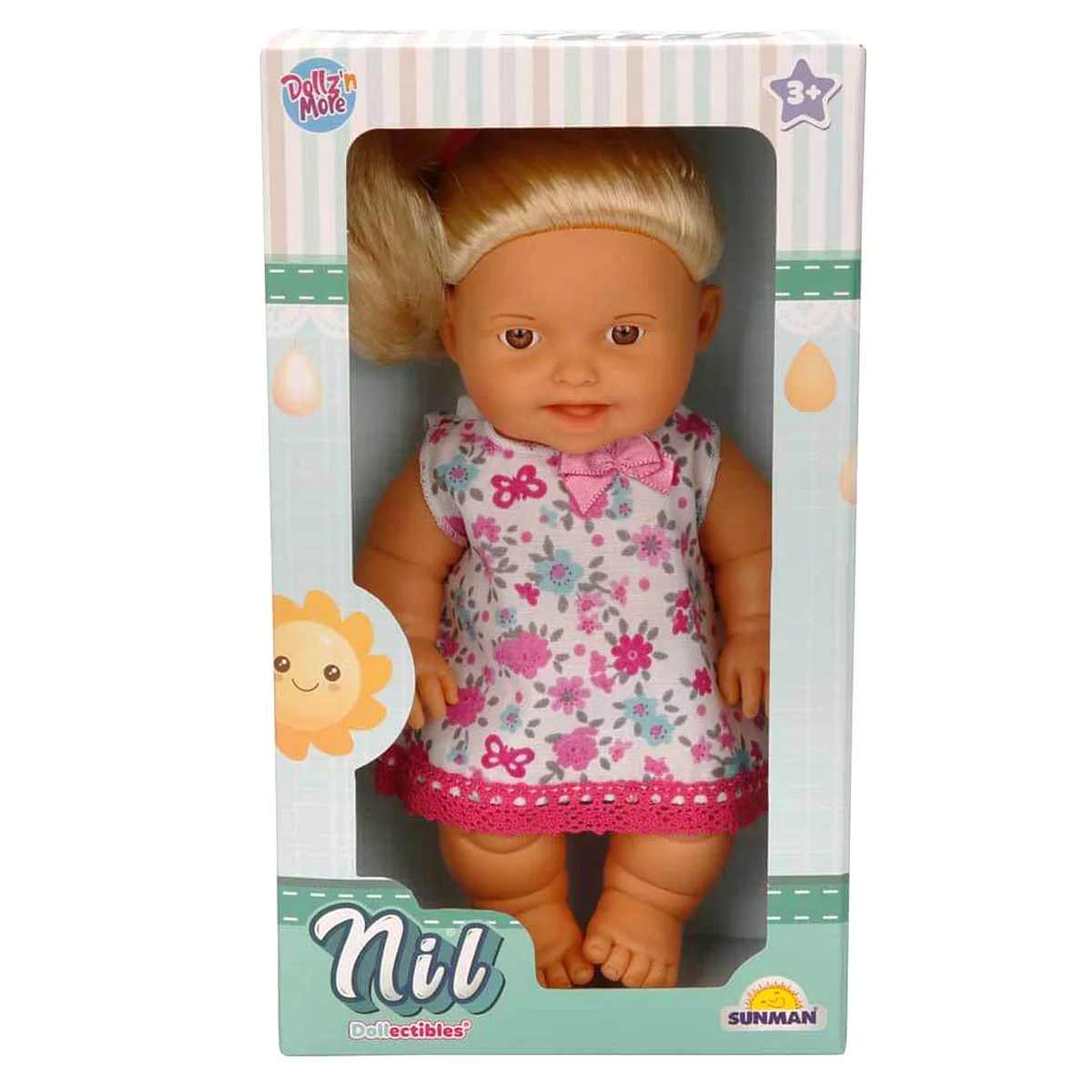 Papusa bebelus Nil cu fata zambitoare, Dollz n More, 23 cm