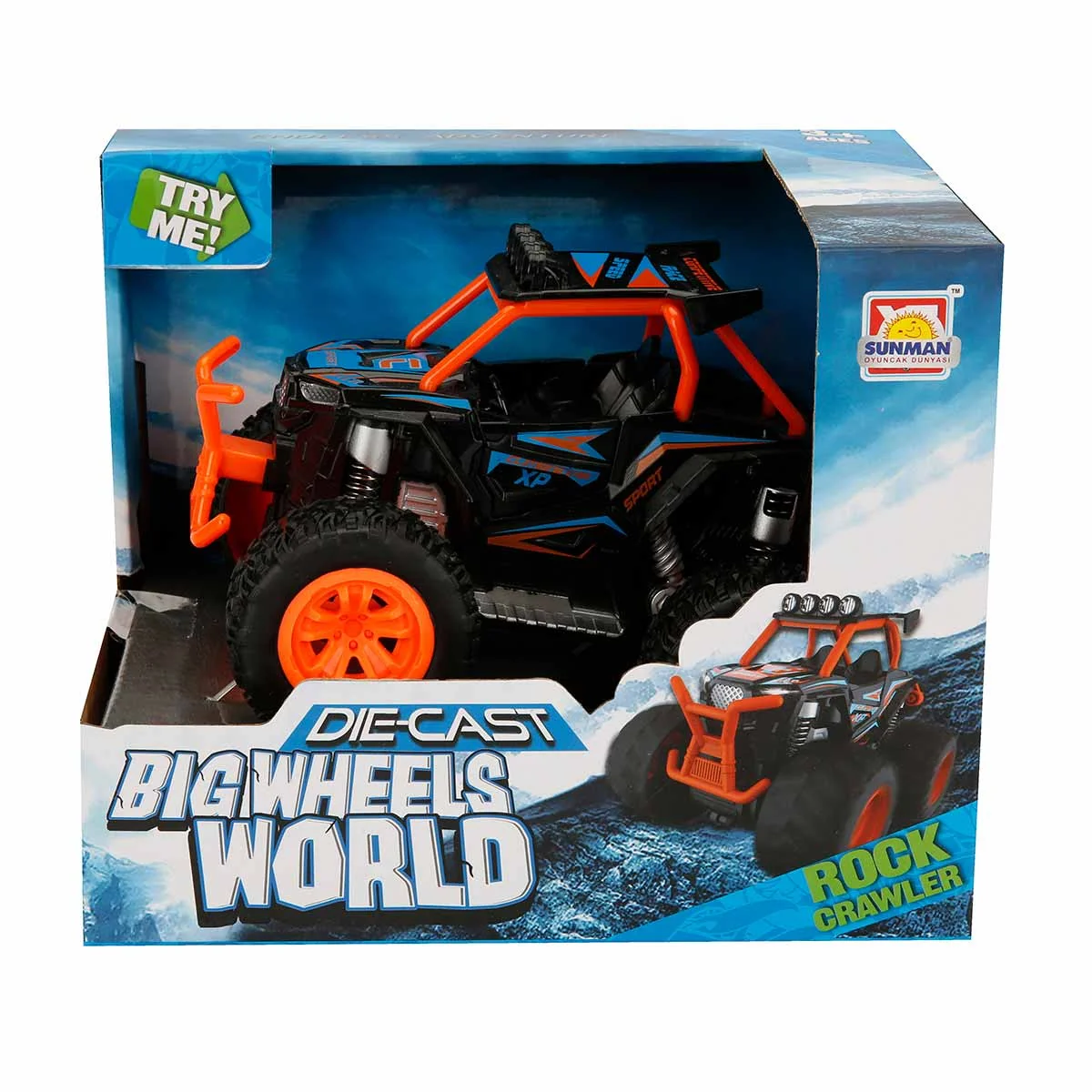 Masina de teren cu sunete si lumini, Rock Crawler, Portocaliu, 19 cm
