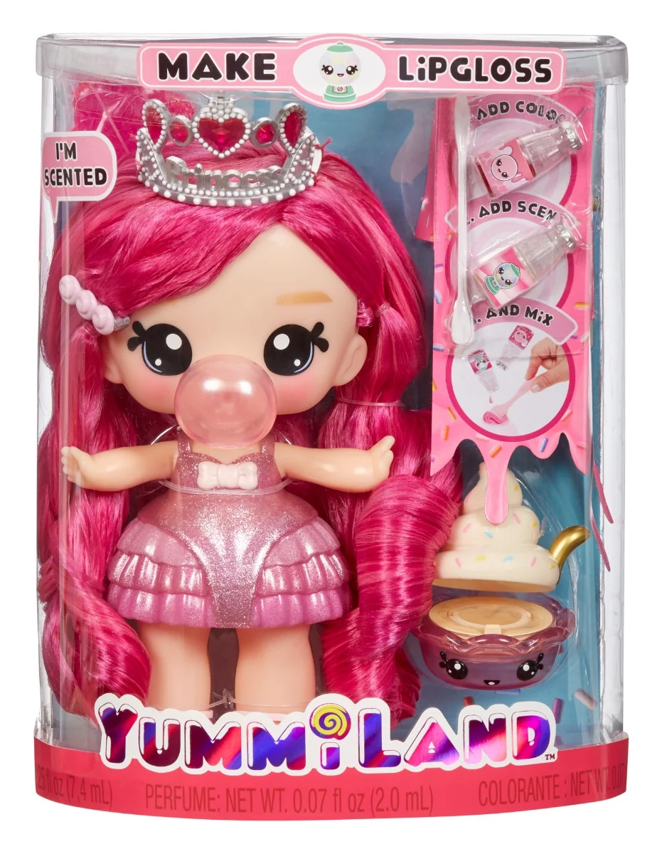 Papusa Yummiland, Large Doll and Lipgloss Pet, Bianca Bubblegum, 120735EUC