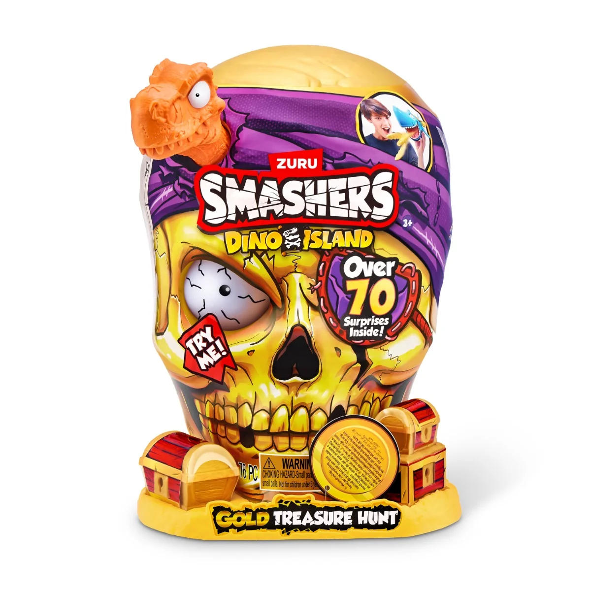 Set figurine si accesorii surpriza, Smashers, Gold Treasure Hunter, Dino Island, Portocaliu