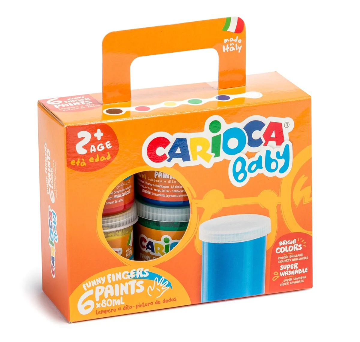 Set 6 cutii acuarele, Carioca, Baby Finger Paint, 80 ml