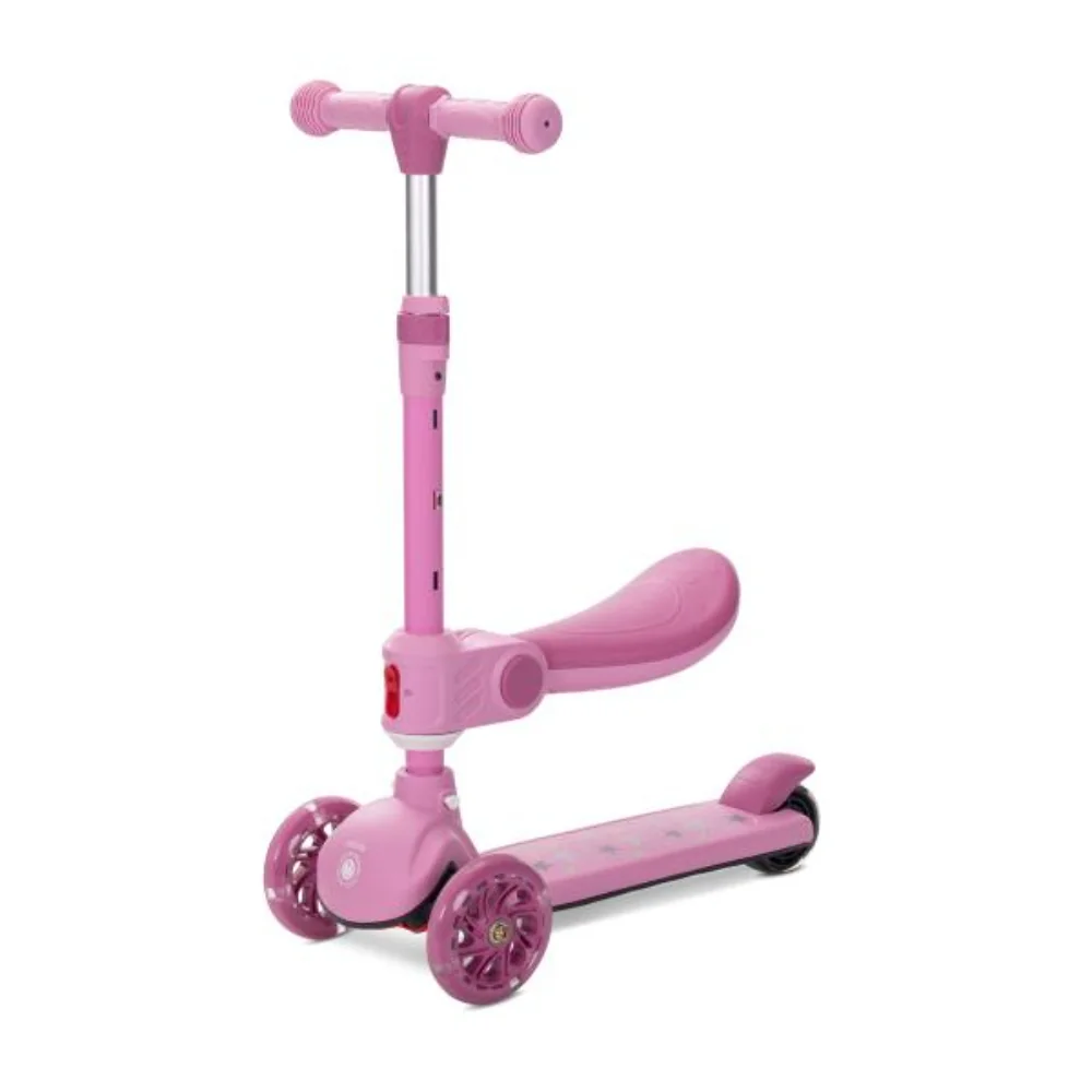 Trotineta, Lorelli Speedster, pana la 50 kg, scaun pliabil si reglabil, maner reglabil, roti cu leduri, frana de picior, Pink