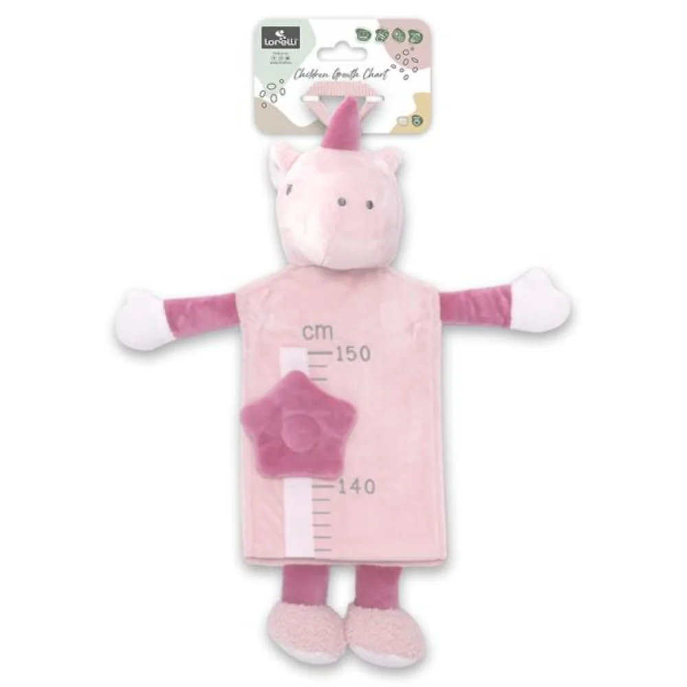 Taliometru din plus, Lorelli, scala de masurare de la 60 la 150 cm, 0 luni+, Unicorn Pink
