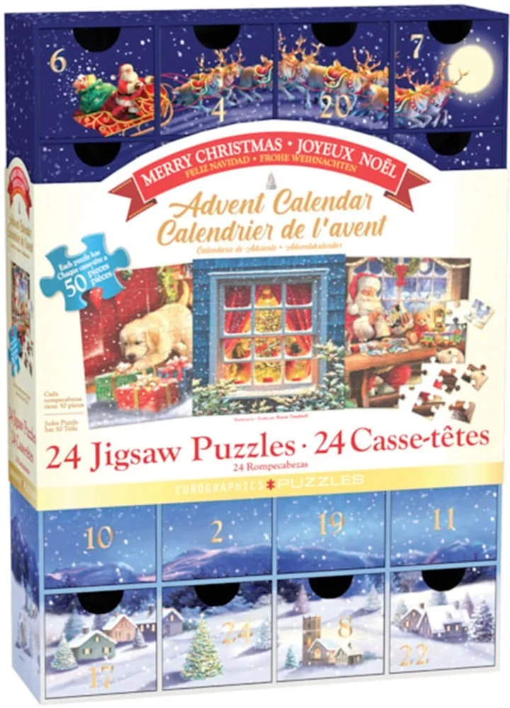 Calendar de advent, Eurographics, Craciun Fericit, 24 puzzle-uri, 50 piese