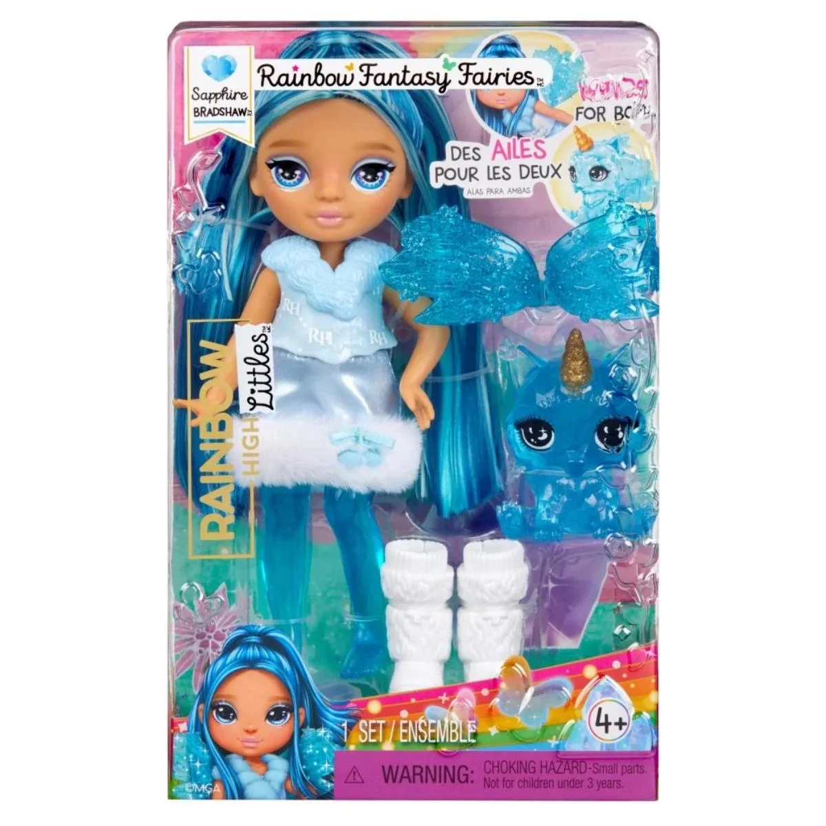 Papusa Rainbow High Littles, Rainbow Fantasy Fairies, Sapphire, 543428EUC