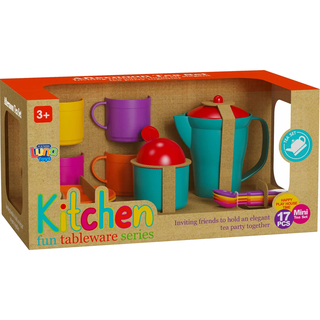 Set de ceai din plastic, Luna Toys, 17 piese