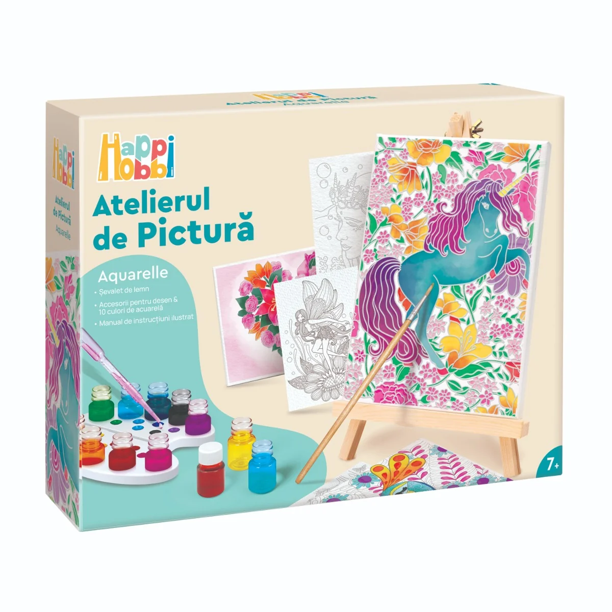 Set de pictura, Happi Hobbi, Atelierul de pictura, Aquarelle, Unicorn
