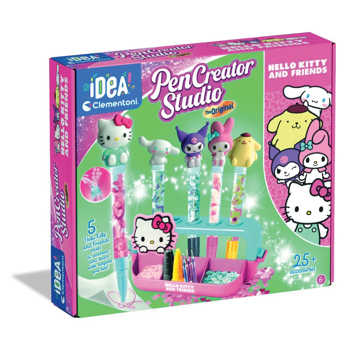 Set de creat 5 pixuri, Clementoni Idea, Hello Kitty, 25 accesorii