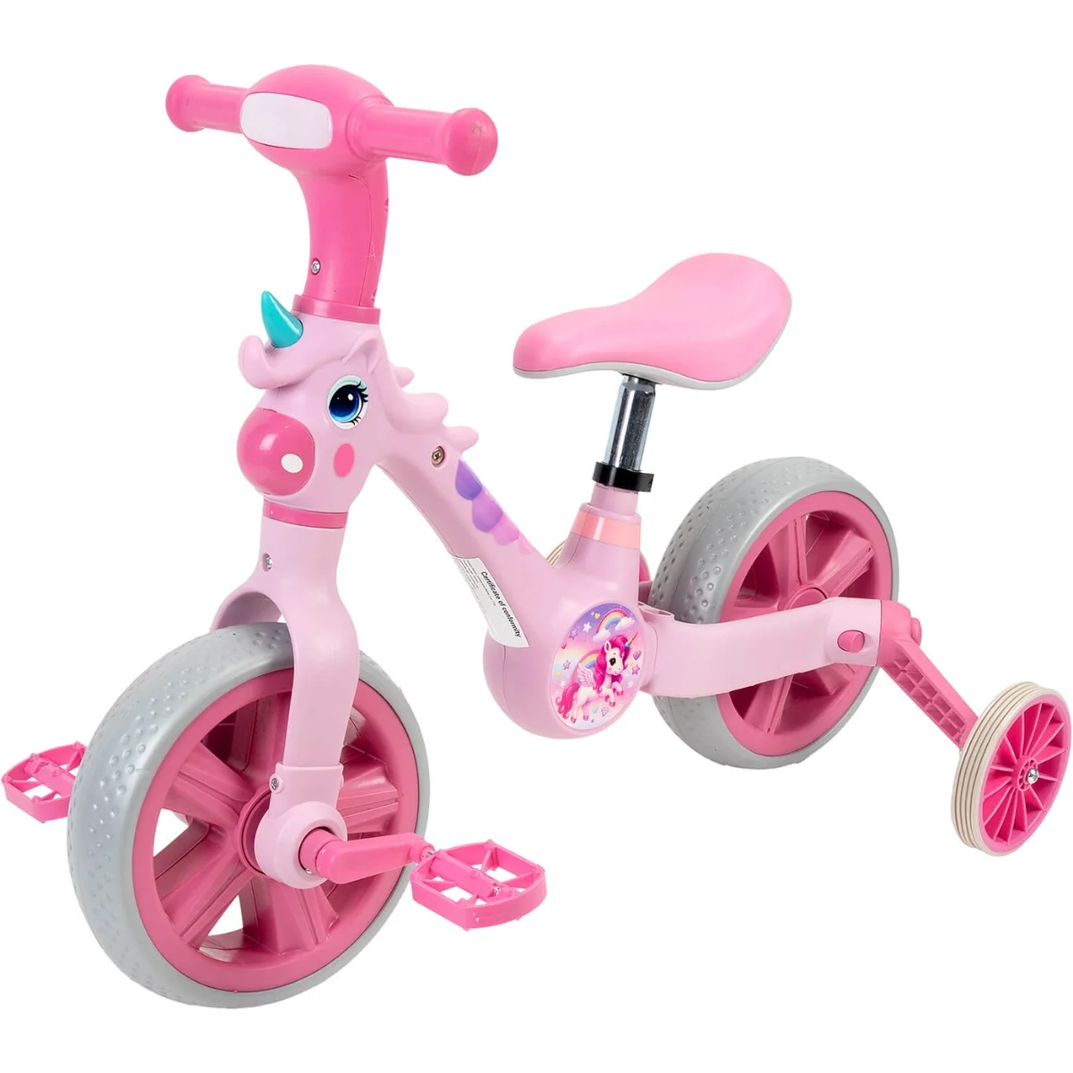 Bicicleta 2 in 1, Action One, cu roti ajutatoare si pedale detasabile, Roz