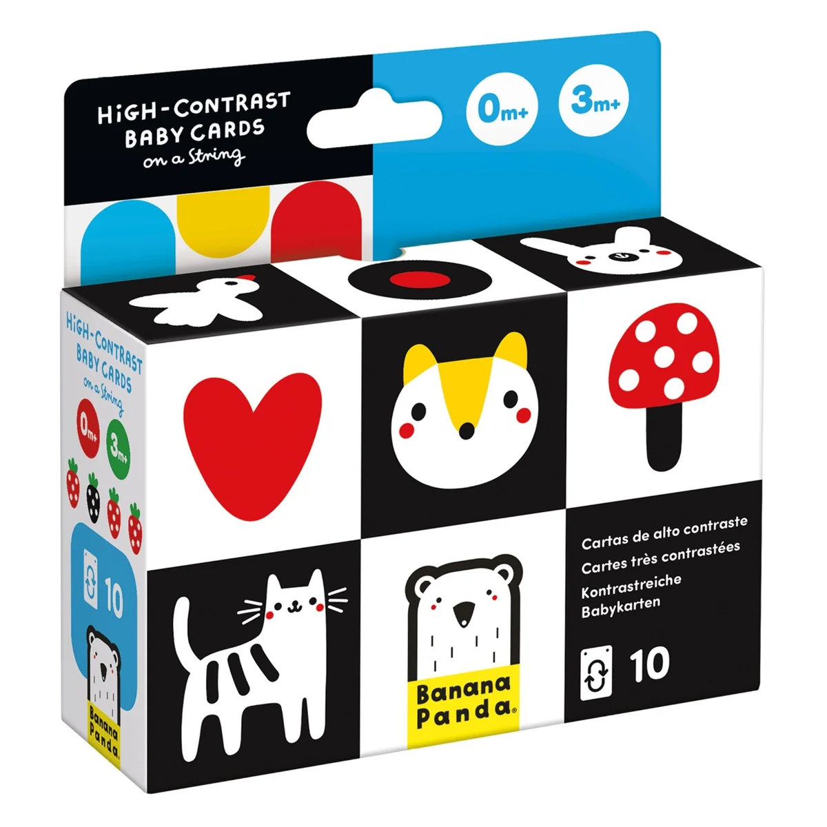 Carduri cu contrast ridicat pentru bebelusi, Banana Panda, 10 piese