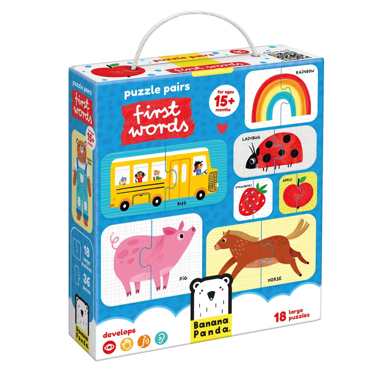 Puzzle educativ, Banana Panda, Primele Cuvinte, 18 piese