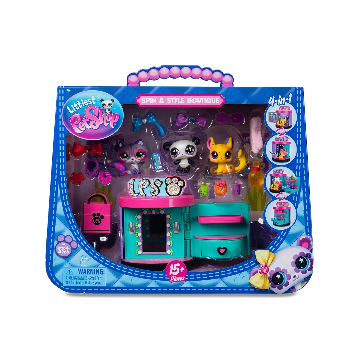 Set de joaca cu 3 figurine, Littlest Pet Shop, Spin & Style Boutique